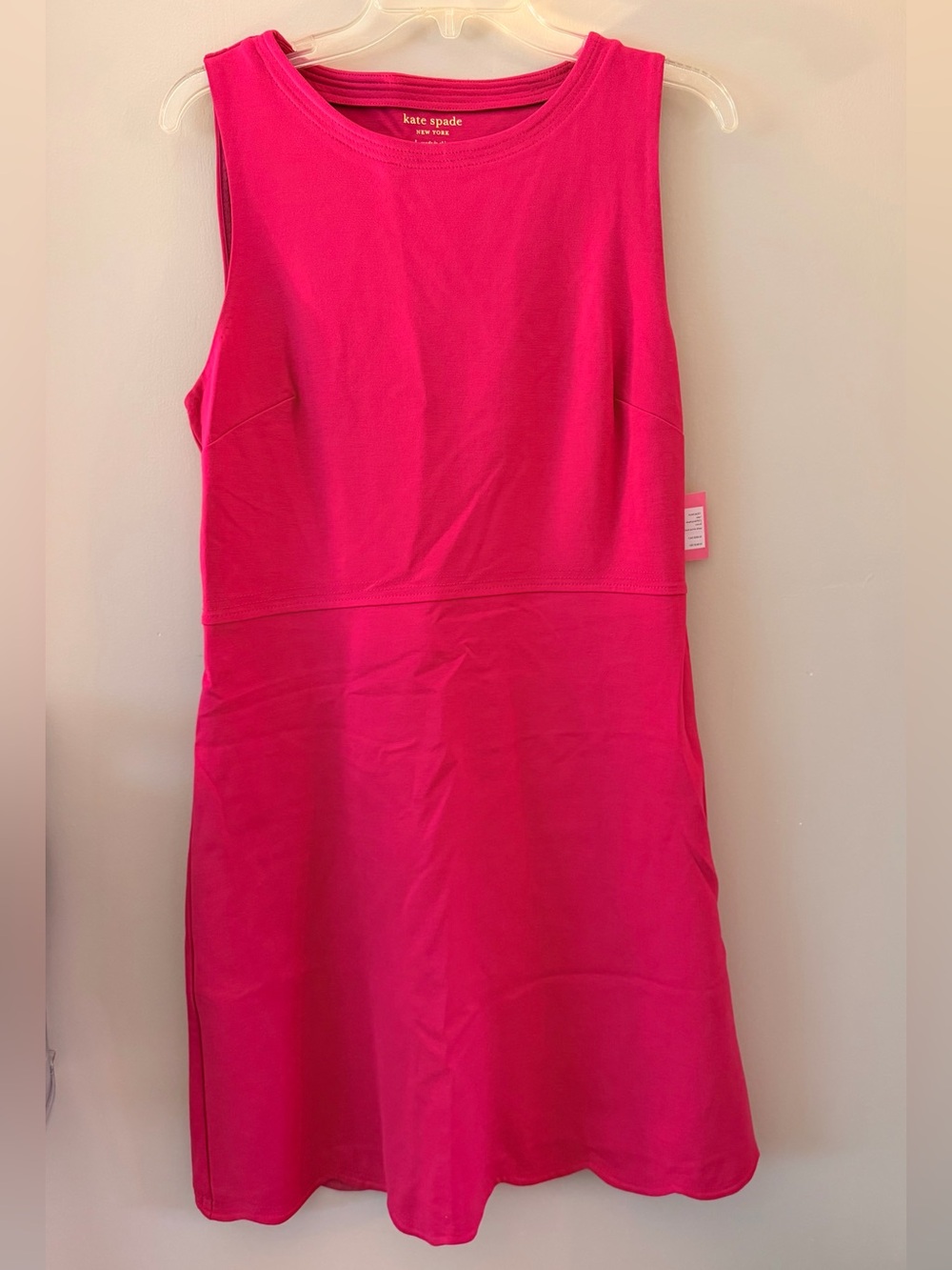 NWT Kate Spade Pink Scallop Back Ponte Dress - Size Large